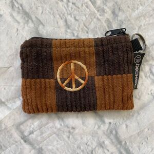 IXCHEL mini  Corduroy Zip change purse with key-chain ring 4.5”x3”